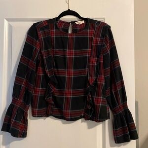 Ruffle Plaid Shirt